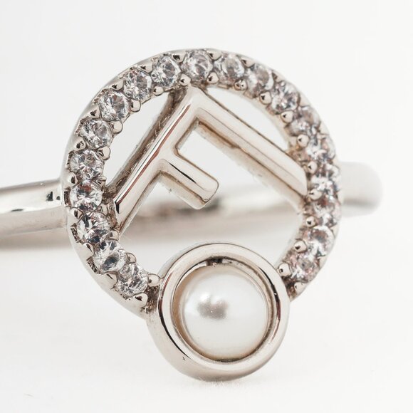 Fendi F is Fendi Pearl & Crystal Palladium-Plated Ring - Picture 3 of 5